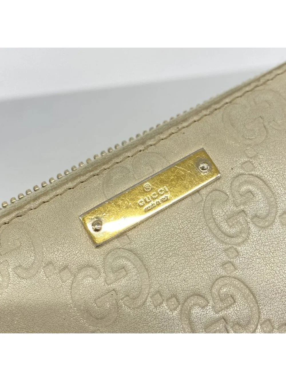 Gucci Wallet Guccissima Leather Beige Gold